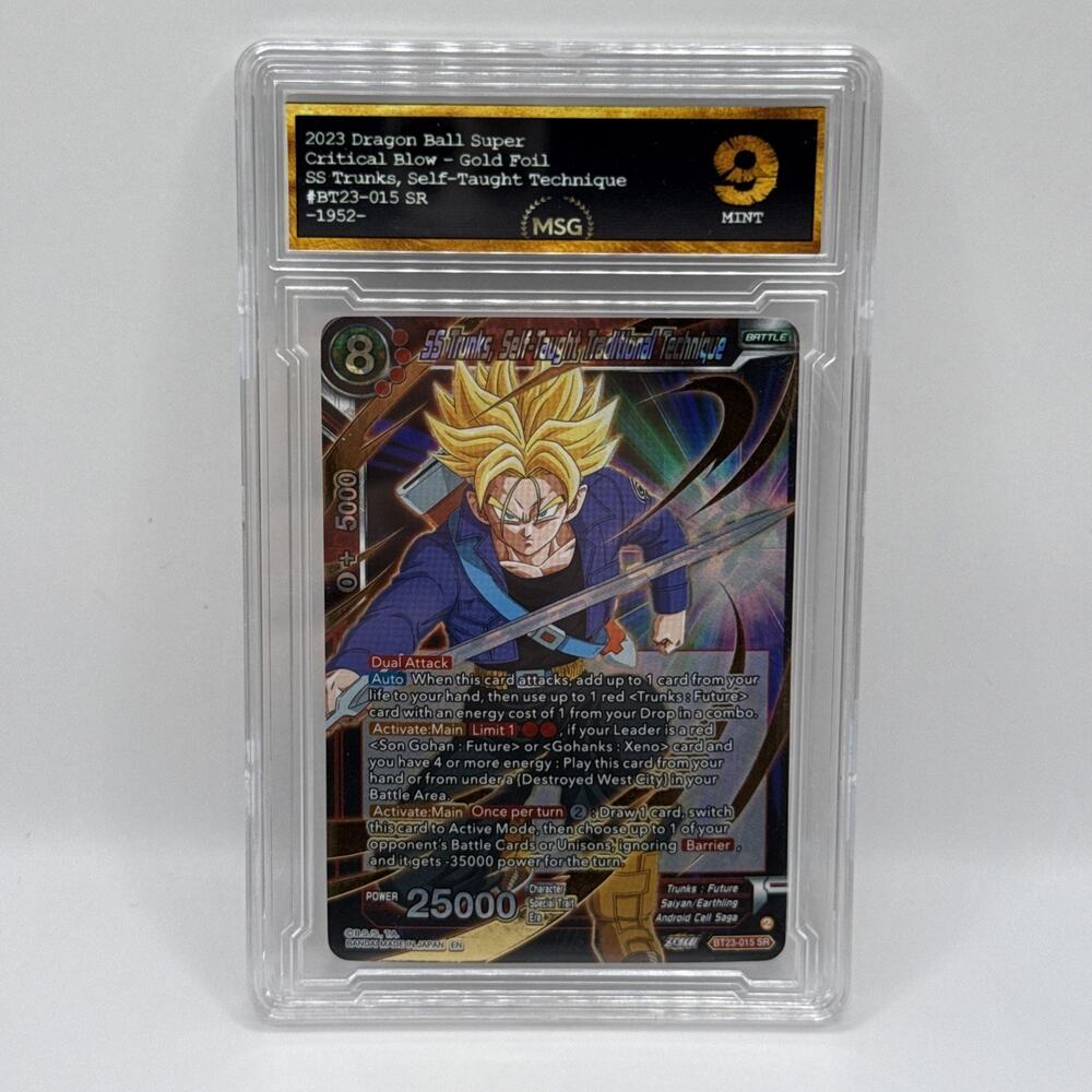 Dragon Ball Super SS Trunks, Self-Taught BT23-015 SR Graded 9 Mint Card
